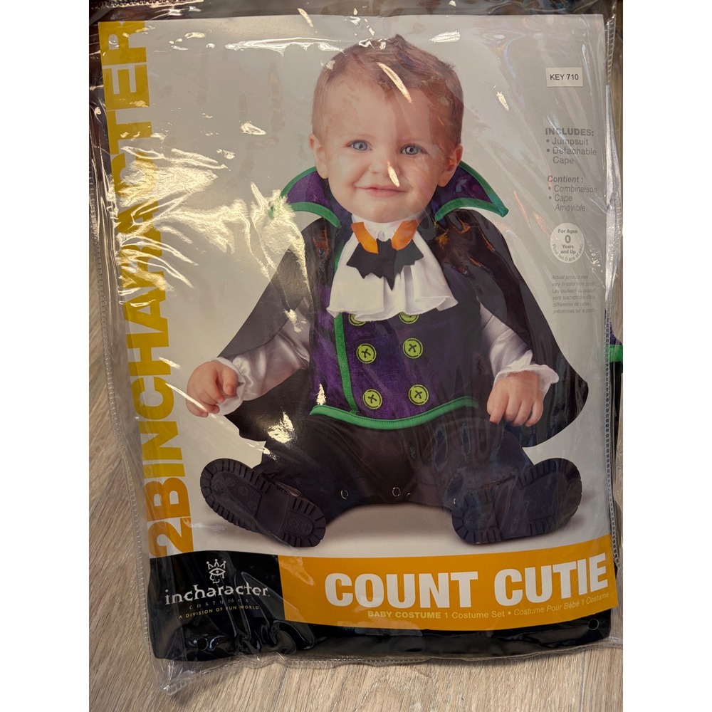 InCharacter Count Cutie Baby Vampire Costume 6-12 Months Purple Black Halloween